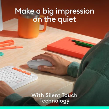 Logitech POP Mouse Compact and Portable Wireless Bluetooth Mouse- Off-White | Programmable buttons, quiet clicks, easy-switch between up to 3 devices, for laptop, tablet, and PC, portable design - color: Off White