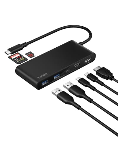 Belkin USB-C Hub 7-Port 4K HDMI SD MicroSD 100W PD for Neo MacBook & More | HDMI 2.0 display support, SD and MicroSD card slots, compatible with Neo MacBook, iPad Pro, and Chromebook - style: 7-in-1 USB-C Hub