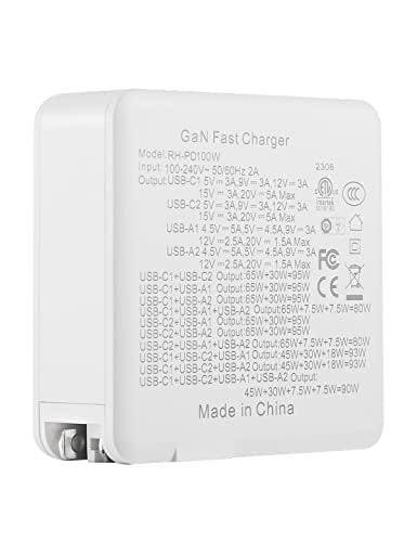 100W USB C Charger, Security-01 4 Ports GaN PD Fast Wall Charger, Compatible with MacBook Pro, MacBook Air, iPhone 14 13 Pro,Steam Deck,Galaxy S22/S21 and More - size: 100W