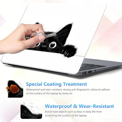 Laptop Skin Sticker Decal 15-15.6 Inch with Cute Mouse Pad, Universal Reusable Vinyl Sticker for 12.1 13 13.3 14 15.4 Inch Netbook and Notebook PC, Peeking Black Cat - color: Peeking Black Cat