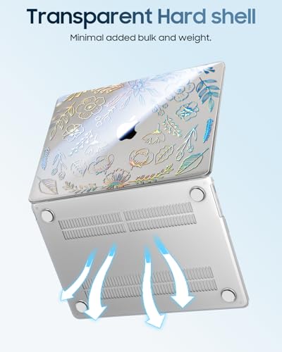 Fintie Case for MacBook Air 13 inch A3449/A3240/A3113/A2681 2022-2026 | M2/M3/M4/M5, Snap On Hard Shell, Full Port Access, Easy On/Off, Lightweight, Garden-Clear - color: Frost Brown