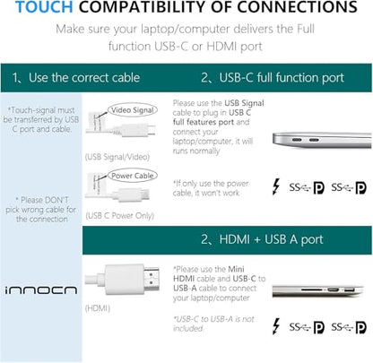INNOCN 15.6 inch Portable Monitor Touchscreen for Laptop FHD 1080P USB C HDMI External Display Travel Second Monitor for MacBook Windows Tablets Android Chrome PS4 Switch Mini PC, No Battery - style: Touch/with Stand Cover