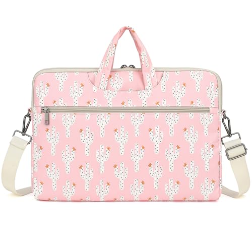 DACHEE Laptop Shoulder Bag for 15 Inch/15.6 Inch Macbook Pro - color: Pink Cactus(07)