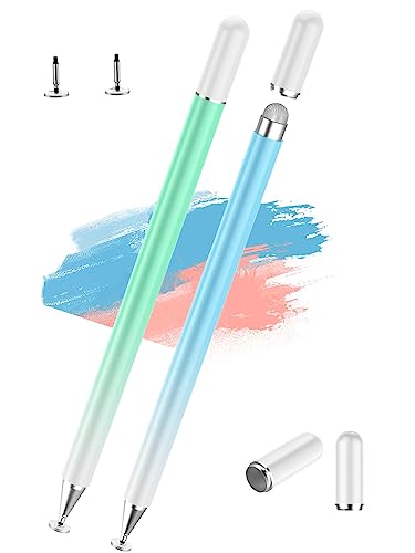 Stylus Pens for Touch Screens, 2 Pcs 2-in-1 Lightweight Magnetic iPad Pen | Alloy Body,Disc&Fiber Tip,High Sensitivity Capacitive Stylus Pen for iPad/Nintendo Switch/iPhone/Android Tablet(Blue/Green) - color: Blue+Green
