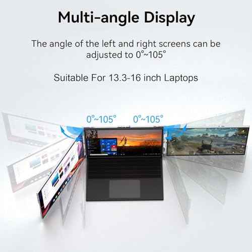 14-Inch WUXGA 60Hz 100% sRGB Dual Portable Monitor Extender | for 13.3–16”Laptops,Plug and Play,Aluminum Alloy,USB-C & H/D Interface,Suitable for Work,Travel and Commuting,Gaming - size: 14-inch