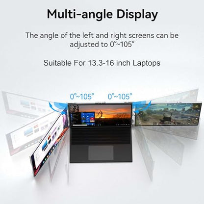 14-Inch WUXGA 60Hz 100% sRGB Dual Portable Monitor Extender | for 13.3–16”Laptops,Plug and Play,Aluminum Alloy,USB-C & H/D Interface,Suitable for Work,Travel and Commuting,Gaming - size: 14-inch