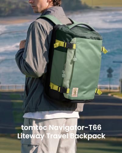 tomtoc Travel Backpack, TSA Friendly Flight Approved Carry-on Luggage Hand Water-resistant Lightweight Business Rucksack - color: Moss Green, size: 28L