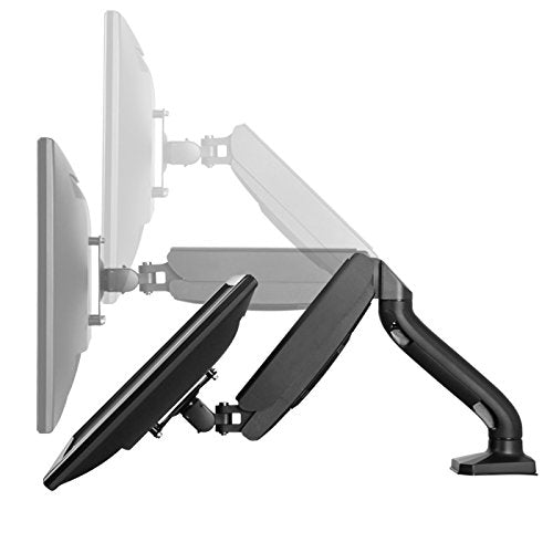 Single Monitor Arm Desk Mount, Computer Monitor Arm Mount w/2 USB Ports Adjustable Height Single Riser, Universal Clamp, Computer Riser, Work from Home Accessories