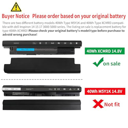 40Wh XCMRD 14.8V Battery for Dell Inspiron 15 3000 Series 3542 3543 3521 3537 3531 3541 17 3721 3737 15R 5537 5521 17R 5737 5721 14 3421 3437 3443 14R 5421 Latitude 3540 3440 P28F P40F FW1MN 4WY7C - size: 40Wh XCMRD 14.8V
