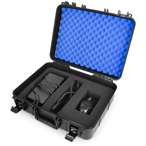 CASEMATIX 15.6 Inch Hard Laptop Case – Rugged Shockproof Travel Carrying Case with Foam Protection for 15” Gaming Laptops, Fits Devices Up to 14.5 x 10.5 – Accessories Storage Included