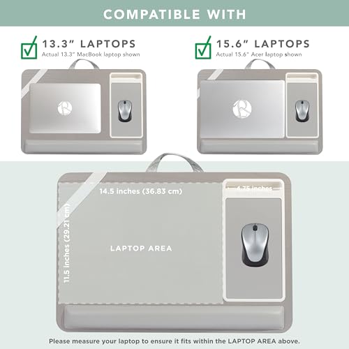 ROSSIE Home Premium Ash Wood Lap Desk – Gray, Fits 15.6” Laptops - color: Harbor Grey