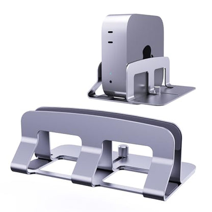 Laptop Stand for Desk, Vertical Laptop Riser Holder Compatible with MacBook Air/Pro, Metal Computer Laptop Stand for Office Home, Fits Mac mini Tablets MacBook Dell HP Up to 17", Silver