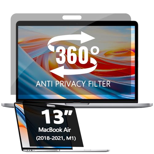 360° Privacy Screen Protector Compatible for MacBook pro 13 inch (2016-2022,M1, M2), Privacy Screen Filter for MacBook Air 13 Inch (2018-2021, M1), Anti-Spy/Anti Fingerprint/Anti Blue Light/Anti Glare - color: HH-MacBook 13-QJ