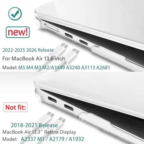 May Chen Case for MacBook Air 13/13.6-inch (M5/M4/M3/M2, 2022-2026 Models A3449 A3240 A3113 A2681), Lightweight | Closes Seamlessly | Ideal for Work Hard Shell Case, Crystal Clear - color: Crystal Clear