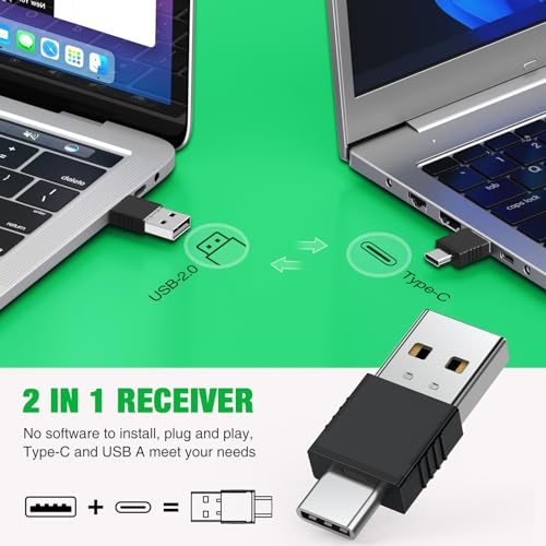2 in 1 USB Type C Rechargeable Presentation Clicker with Green Pointer, Wireless Presenter for PowerPoint Presentation PPT Clicker, 2.4GHz Presentation Remote Slide Advancer for Computer MacBook - style: Green+Rechargeable+Black
