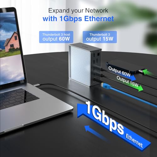 Tiergrade Thunderbolt 3 Dock, 18-in-1 Thunderbolt 3 USB C Docking Station with 8K DP, 1 Gbps Ethernet, USB-A 10Gbps, USB-C 3.2, SD/TF, Audio, Optical Out - size: 18 in 1-8K-10Gbps