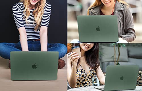CISSOOK Case Compatible with MacBook Pro 13 inch 2025-2020 Release | 4in1 Set Hard Shell Case Midnight Green Cover with Keyboard Cover for MacBook Pro 13" M1 M2 A2338 A2251 A2289 - color: Light Matcha Green