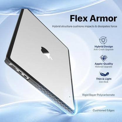 Soonjet FlexArmor for MacBook Air 13 inch Case | M5 M4 M3 M2 2026 2025-2022 | Hybrid Design, Cushioned Edges | Anti-Crack Upgrade | Clear Cover 13.6'' Laptop Hard Shell A3449 A3240 A3113 A2681 - color: Frosted Clear