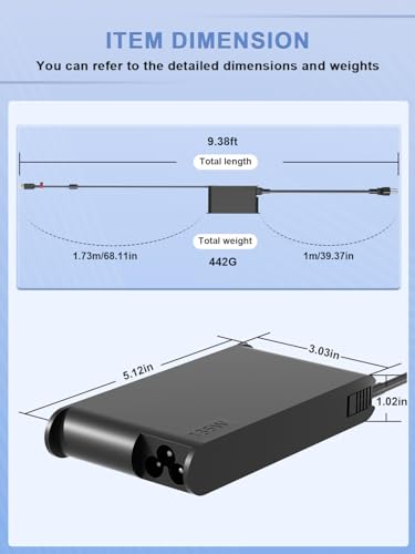 SlSLRIOY 135W Slim Charger Compatible with Lenovo Yoga Slim/Creator 7 9 IdeaPad Gaming/Pro 3 5 S740 Y700 L340 Y50,Legion Y730 Y530,ThinkPad Extreme P1 W541 P15v T15p P16v Laptop & Thunderbolt Dock