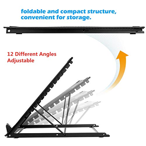 IMAGE Laptop Stand, A3 Large Version Foldable Portable Ventilated Desktop Laptop Stand Holder, Adjustable 12 Angle Points Stand, Compatible with 10" ~ 17" Notebooks, LED Light Box Pad