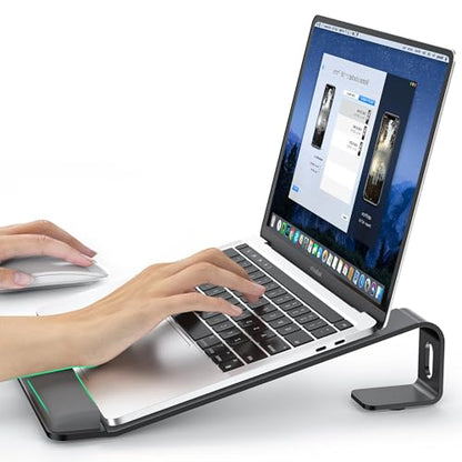 LOXP Laptop Stand for Desk, Aluminum Laptop Riser Holder with Wrist Support | Removable Notebook Stand Ventilated Cooling Computer Riser Ergonomic Lectern Mount Compatible with 10-17” Laptops - color: Black