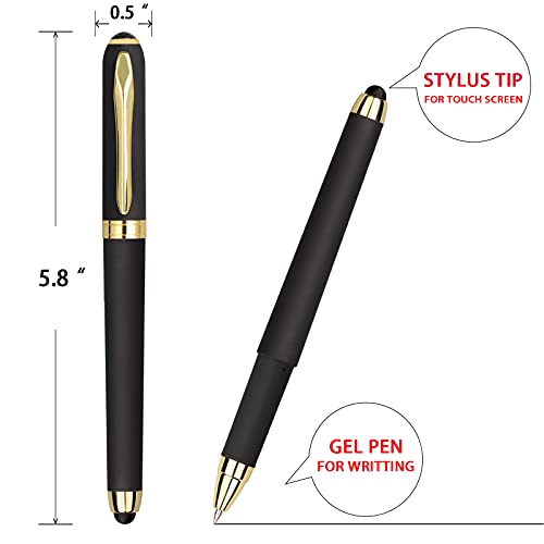 Gel Ink Rollerball Stylus Pen - 18 Pack,1.0mm Gel Pen Bold Point,2 in 1 Capacitive Stylus Pen,Large Capacity Black Ink,Writing Smoothly for Office,Business,Gift,Metal Gold Clip - color: 1.0mm-18Pack-Black