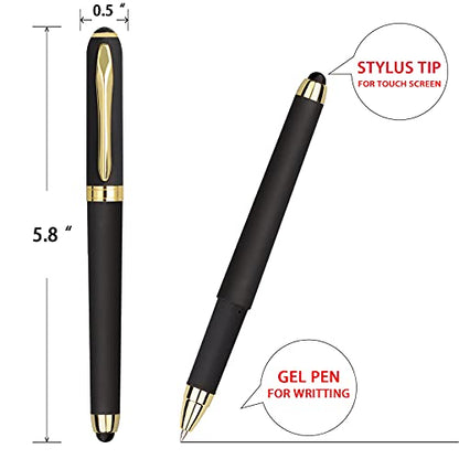 Gel Ink Rollerball Stylus Pen - 18 Pack,1.0mm Gel Pen Bold Point,2 in 1 Capacitive Stylus Pen,Large Capacity Black Ink,Writing Smoothly for Office,Business,Gift,Metal Gold Clip - color: 1.0mm-18Pack-Black