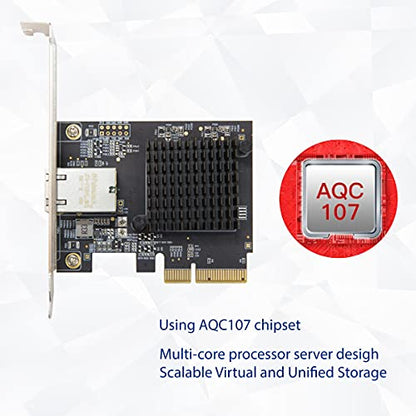1 Port 10 Gigabit Ethernet Network Card - PCIe x4 10Gb 10GBASE-T NIC AQTION AQC107-10Gbps Ethernet PCI-Express x4 Adapter SD-PEX24055 - size: 1-Port 10G SD, style: 10 Gigabit