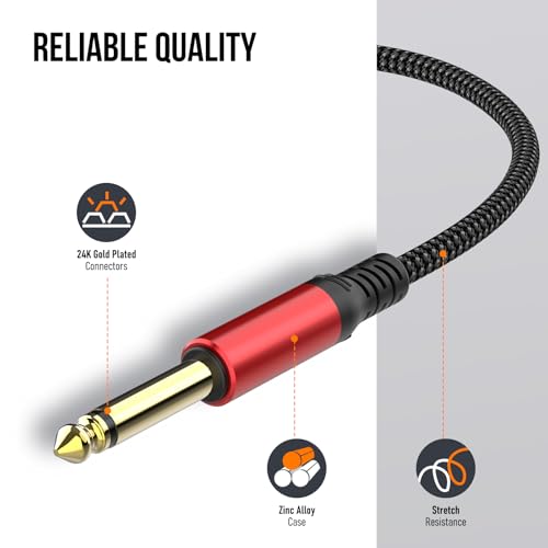 3.5mm 1/8 Stereo to Dual 1/4 TS Mono Y Splitter Audio Cable Adapter Compatible with iPhone, PC, Computer Sound Card, Mixer, Multimedia Speaker, Home Stereo System 25FT - size: 25ft