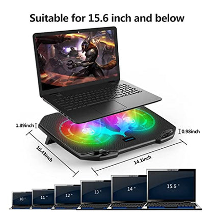 Laptop Cooling Pad, RGB Colorful Laptop Cooler 6 Quiet Fans & 2 Big Fans