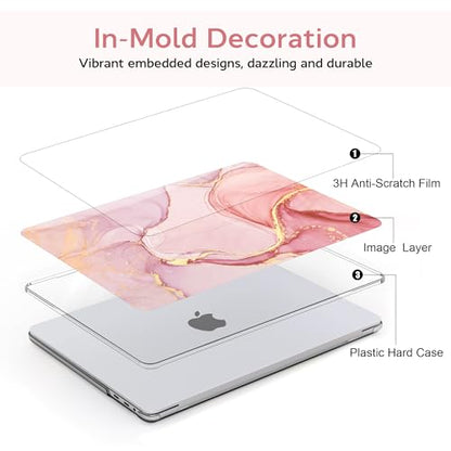 BELKA Compatible with MacBook Pro 13 inch Case M2 M1 2022 2021 2020-2016 | Pink Marble Pattern Plastic Hard Shell Case, Scratch & Fingerprint Resistant, Includes 2 Keyboard Covers & Screen Protector - color: Pink Gold Marble