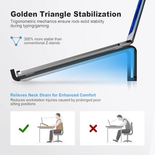 Foldable Laptop Stand for Desk, Black | Universal Laptop Riser, Ventilated Holder Mount, Compatible with MacBook, Notebook - color: Black