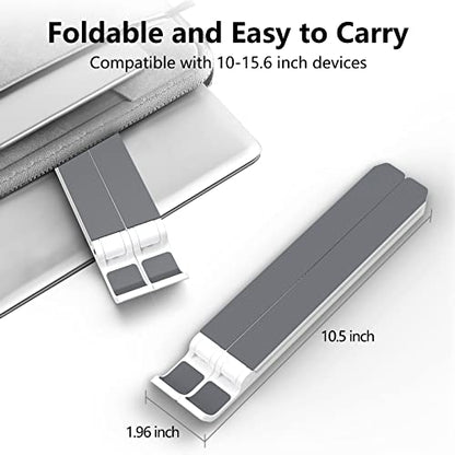 Tonmom Laptop Stand for Desk, Adjustable Laptop Riser, White | ABS+Silicone Foldable Portable Notebook Holder, Ventilated Cooling Notebook Mount Computer Stand for 10-15.6” Laptops,Tablets - color: White