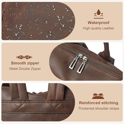 Laptop Backpack for Women 15.6 inch,Travel Leather Backpack Purse Nurse Teacher Carry on Backpack Computer Bag,Professional Water-Resistant College Business Work Casual Daypack,Brown - color: Crazy Horse Brown01