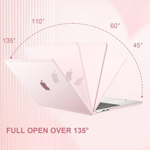AKIT Compatible with MacBook Air 13 inch Case M5 2026 2025-2022 M4 M3 M2 A3449 A3240 A3113 A2681, [Anti-Cracking] Soft TPU Bumper+Keyboard Cover Cover for MacBook Air 13.6 inch, Pink Clear - color: Pink Clear