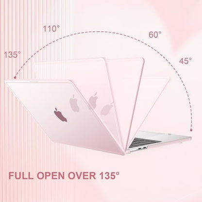 AKIT Compatible with MacBook Air 13 inch Case M5 2026 2025-2022 M4 M3 M2 A3449 A3240 A3113 A2681, [Anti-Cracking] Soft TPU Bumper+Keyboard Cover Cover for MacBook Air 13.6 inch, Pink Clear - color: Pink Clear