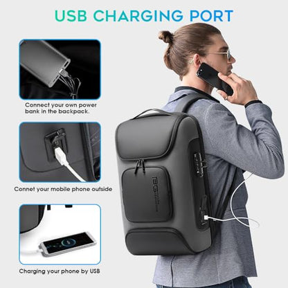 BANGE Business Laptop Backpack Fit for 15.6 INCH,Travel Backpack with USB Charging Port,Men Travel Backpack with Water Bottle Holder for Men and Women… - color: Grey