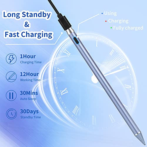Active Stylus Pens for Touch Screens, Active Pencil Smart Digital Pens Fine Point Stylist Pen Compatible with iPhone iPad - color: blue