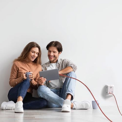 PD USB Wall Charger Surge Protector, 5 Outlet, (White) | Extender 2 USB C & 1 USBA Charging Ports, Fast Charge 3 Sided Power Strip Multi Plug Outlets Wall Adapter for Home Office - color: White