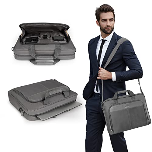 Targus 15-16 Inch Classic Slim Laptop Bag, Gray - Ergonomic Briefcase and Messenger Bag - Spacious Foam Padded Laptop Bag for 16" Laptops and Under (TCT027US) - color: Gray, size: 16 inch