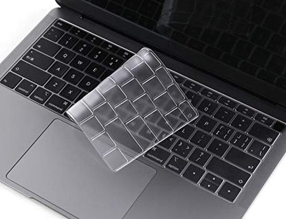 CaseBuy Premium Ultra Thin Keyboard Cover for 2019 2018 Release MacBook Air 13 Inch A1932 with Touch ID Soft-Touch TPU Keyboard Protective Skin - color: Clear, size: MacBook Air 13"(2019-2018)