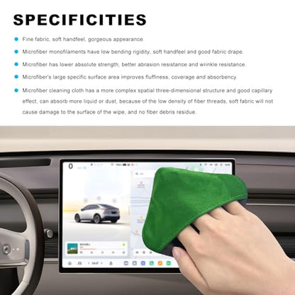 Ohleats Car Screen Cleaner, Microfiber Auto Screen Cleaning Pad, Foldable Touch Screen Cleaner Cloth for Vehicle Dashboard LCD Display, Car Cleaning Kits (Green&Gray) - color: Green&gray,1pcs