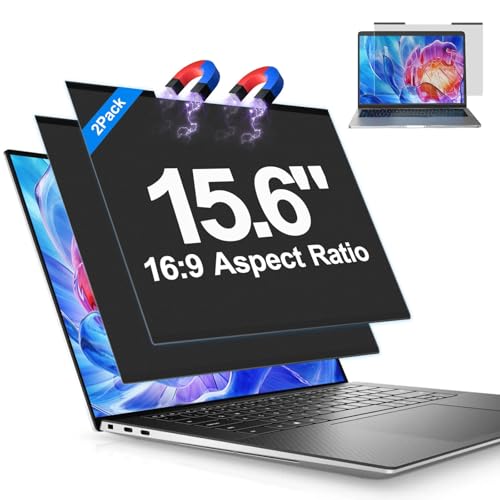 2Pack Magnetic Laptop Privacy Screen Filter 15.6 inch for 16:9 Widescreen Computer Monitor, Removable Anti Blue Light Privacy Shield, Anti-Glare Protector - size: 2Pack 15.6 inch (16:9)