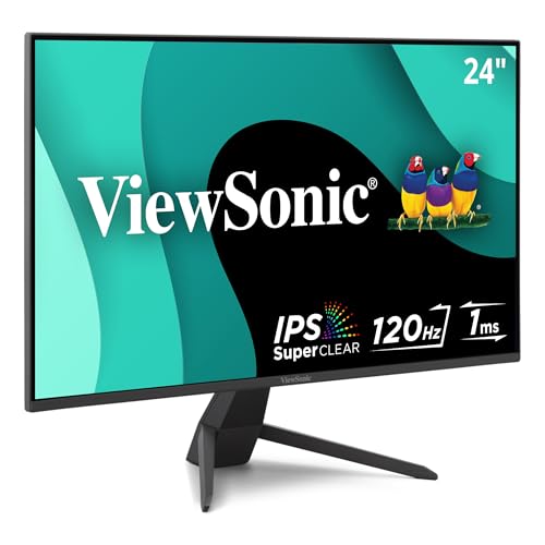 ViewSonic VX2470-MHD 24 Inch 1080p Monitor, IPS Display with 120Hz and Variable Refresh Rate for Ultimate Home Entertainment, Eye Care Technology, HDMI, and DisplayPort Inputs - size: 24 Inches