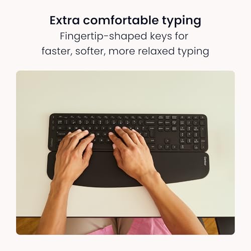 Contour Balance Keyboard: Full-Size Wireless Keyboard with USB Receiver, US Layout, Numeric Keypad, 18 Programmable Keys, AI Key, Home & Office, Windows Layout