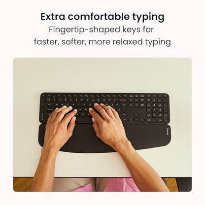 Contour Balance Keyboard: Full-Size Wireless Keyboard with USB Receiver, US Layout, Numeric Keypad, 18 Programmable Keys, AI Key, Home & Office, Windows Layout