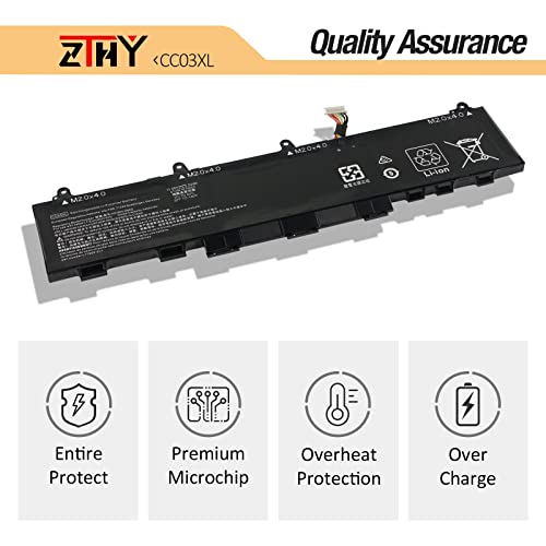 ZTHY 53Wh CC03XL Battery for HP EliteBook 830 835 840 845 G7 G8 Probook 635 | Aero G7 G8 ZBook Firefly 14 G7 G8 Laptop Battery Replacement L77608-2C1 L77608-421 L78555-005 CC03053XL 11.55V 3-Cell - size: 10.43*2.76*0.27 inch CC03XL