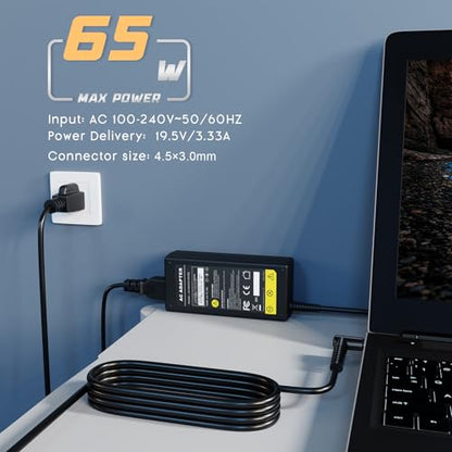 Fancy Buying 65W/45W Compatible with HP Laptop Charger - Smart Blue Tip Power Adapter Cord Short-Circuit Protection