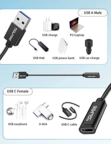 USB C Female to USB A 3.0 Adapter, 2 Pack, 20cm - size: 2 pack（20cm)