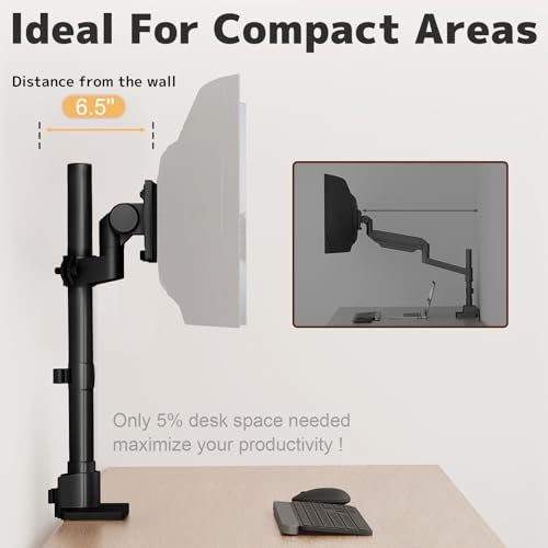 Monitor-Arm Ultrawide Heavy Duty 24-57'' - Aluminum Single Monitor Mount Holds up to 59.4lbs, Adjustable Desk Mount Stand, VESA 75/100 mm, Black - size: Standard